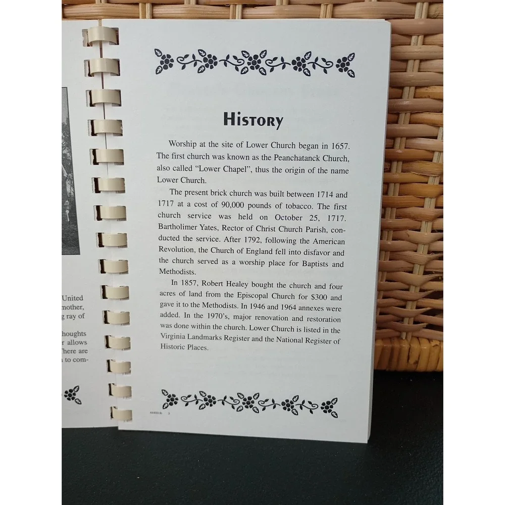 Lower United Methodist Church Cookbook Hartfield,‎ VA 2002 Spiral